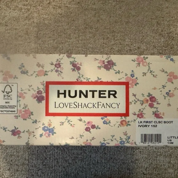 New Girl Hunter X LoveShackFancy Classic Boots Ivory Floral Size 13C NIB - Picture 4 of 4
